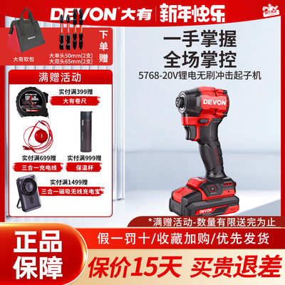 大有5768无刷冲击起子机充电式20V锂电电批电钻大扭力电动螺丝刀