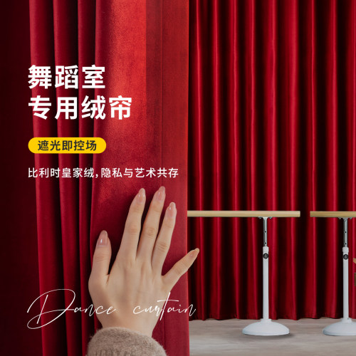 舞蹈室专用窗帘遮光绒布舞台幕布高级感背景试衣间红色高档全新款