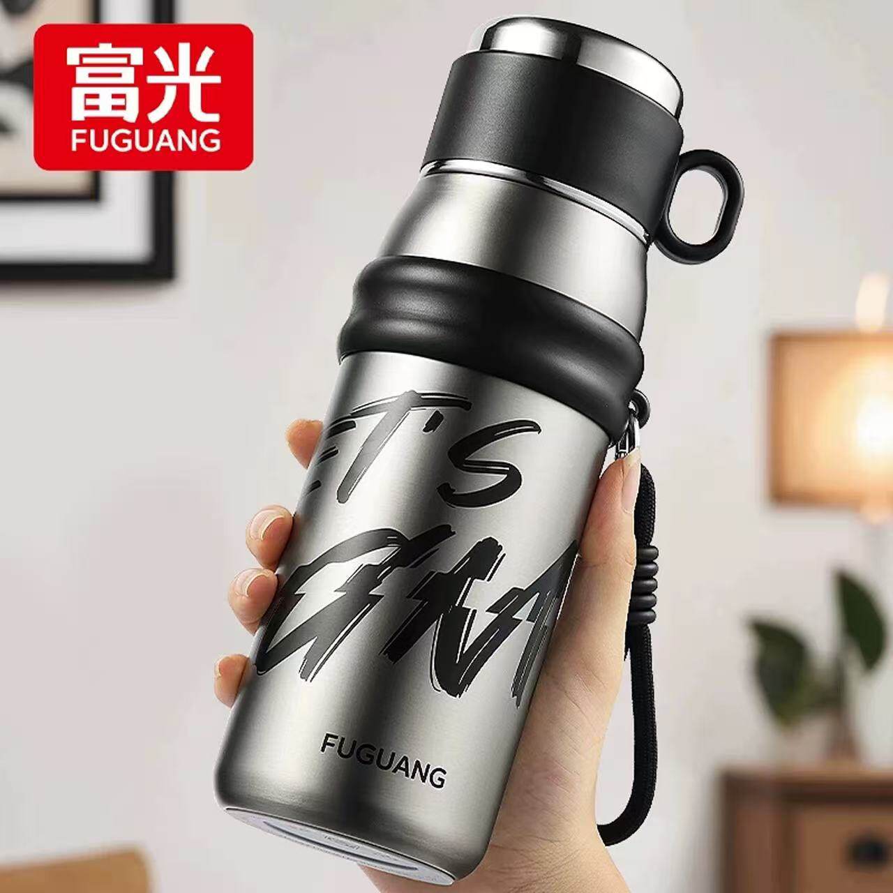 新款富光不锈钢保温杯儿童吸管杯学生直饮户外双饮杯子带盖便携杯