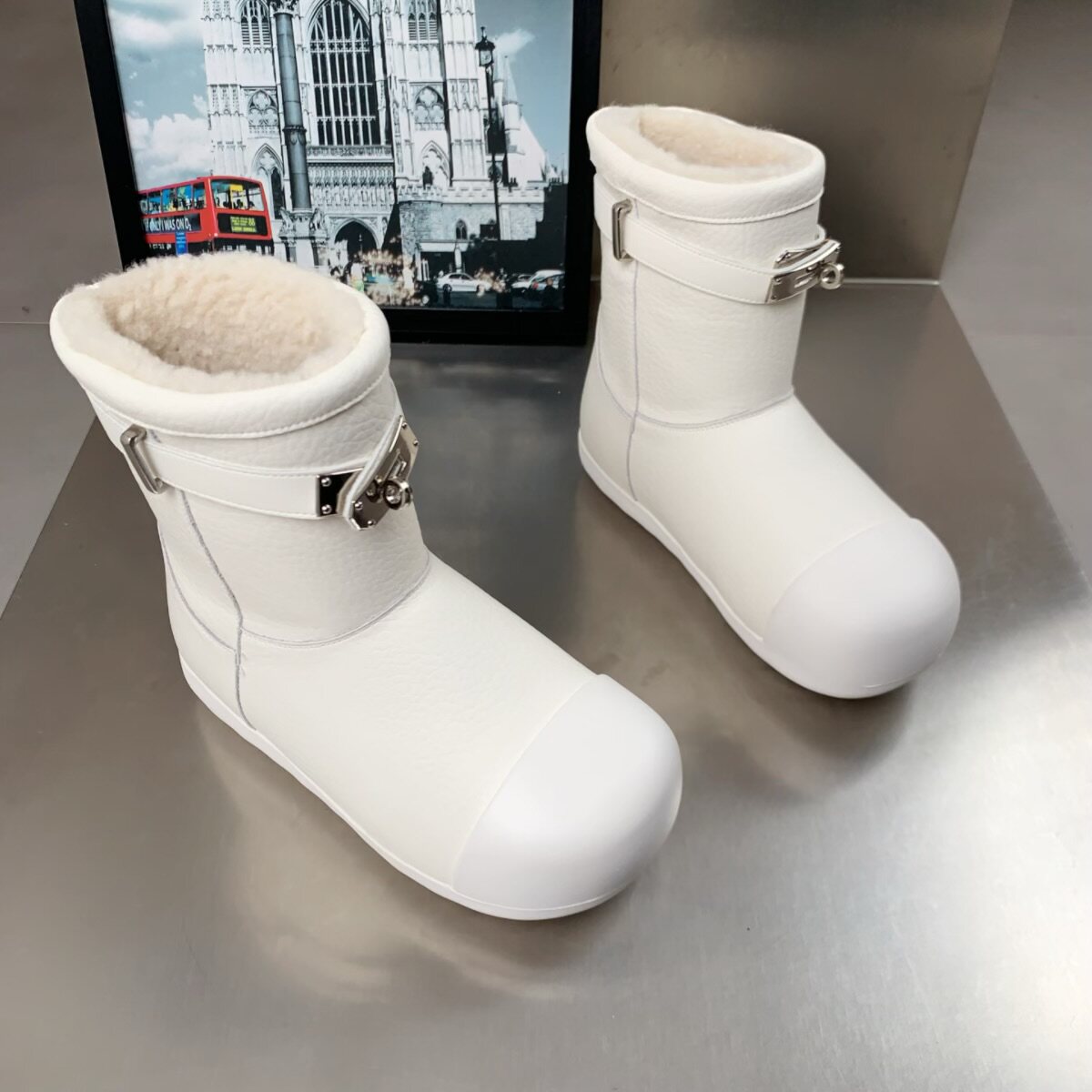 真皮大头雪地靴女2025冬季新款