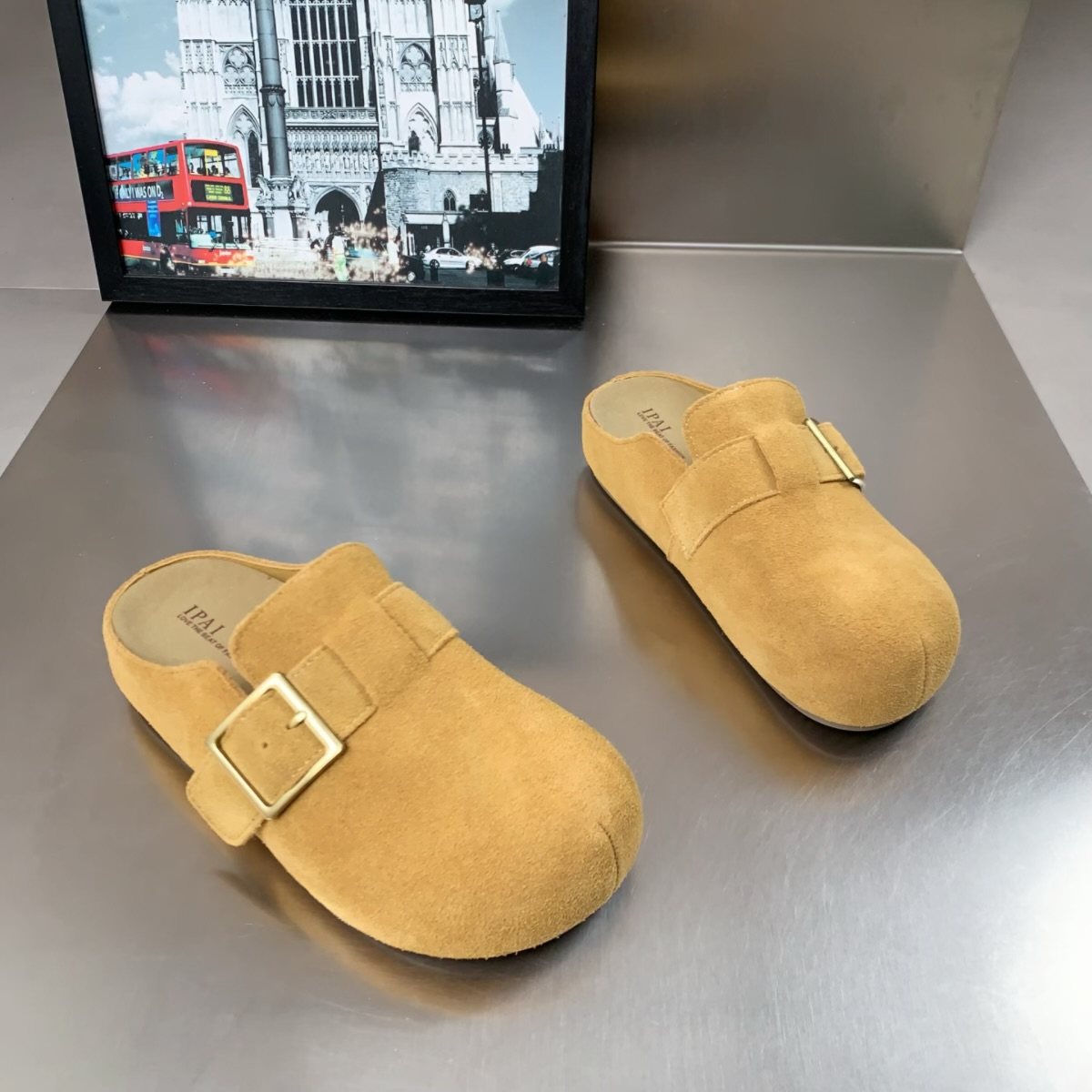 磨砂牛皮勃肯鞋女2026春季新款厚底搭扣增高懒人百搭外穿半拖鞋潮,女鞋,包头拖,淘宝优惠券,粉丝福利购,淘宝优惠卷