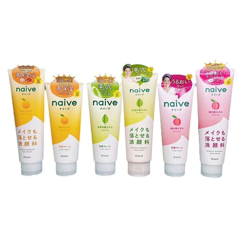 日本kracie嘉娜宝蜜桃绿茶柚子泡沫卸妆洗面奶洁面膏200g/130g