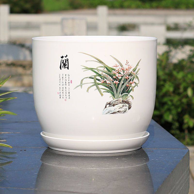 树脂花盆加厚抗老化塑料盆简约梅兰竹菊中国风绿植花卉客厅阳台,鲜花速递/花卉仿真/绿植园艺,花盆,淘宝优惠券,粉丝福利购,淘宝优惠卷