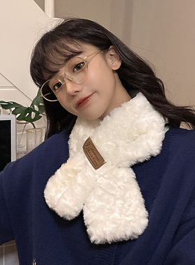 围脖女秋冬季韩版百搭可爱少女心围巾保暖加厚毛毛绒小清新款学生
