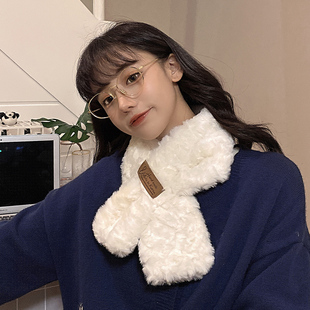 学生 百搭可爱少女心围巾保暖加厚毛毛绒小清新款 围脖女秋冬季 韩版