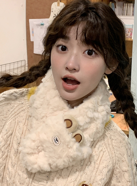 日系少女可爱小熊毛绒围脖学生秋冬保暖加厚围巾防风脖套甜美软妹