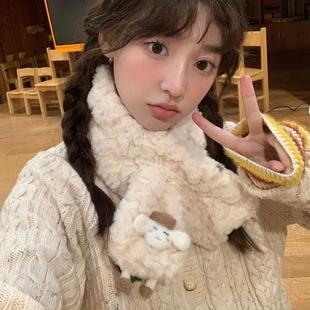 脖套韩版 小羊围脖女秋冬季 保暖毛绒绒围巾加厚可爱少女心小清新款