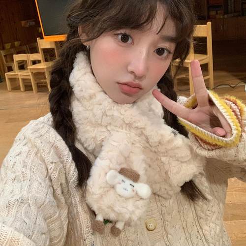 可爱围脖女冬季毛绒绒保暖防风新