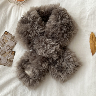 ins保暖新 学生百搭简约时尚 纯色毛绒围脖女冬季 加厚毛毛围巾韩版