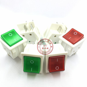 绿色带灯 大号白色船型开关KCD4 长31 宽25 4脚2档 翘板16A/250V