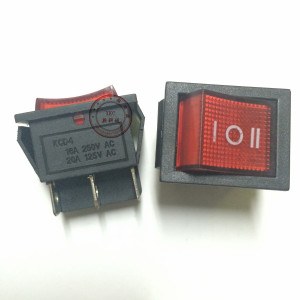 大号船型开关KCD4 长31 宽25 红色 6脚3档 带灯 红色黑色16A/250V