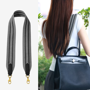 适用于爱马仕herbag宽肩带帆布织带包带子斜挎包包替换肩带配件潮