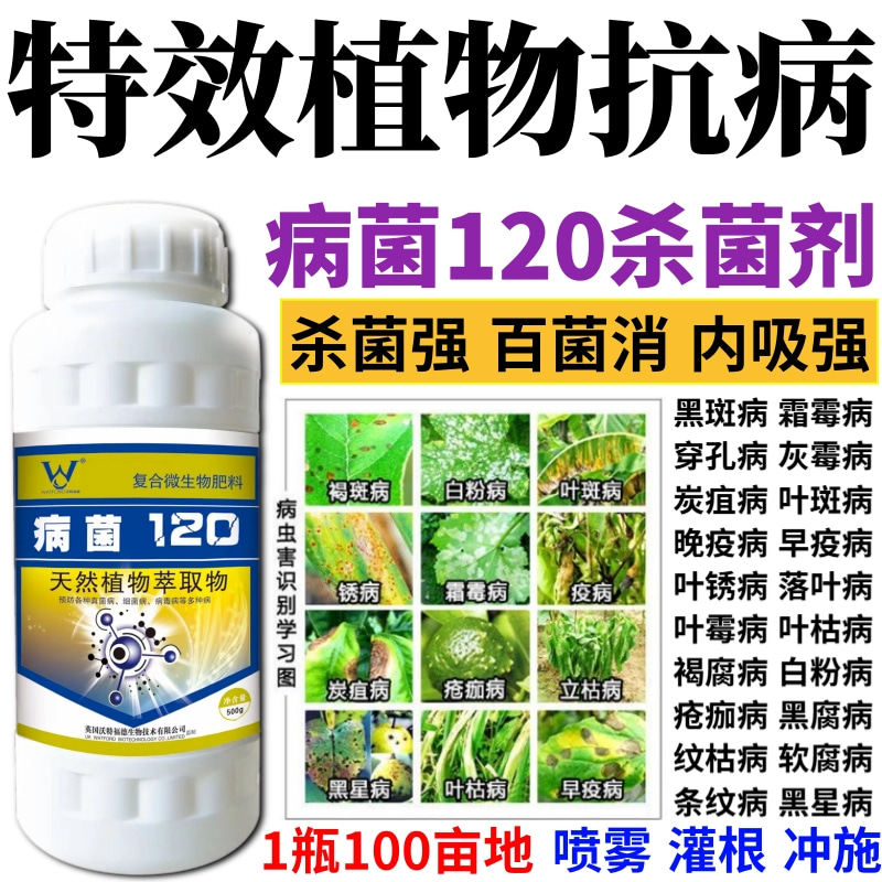 特效植物抗病剂叶斑病炭疽病白粉病锈病黑痘病蔬菜果树花卉杀菌剂