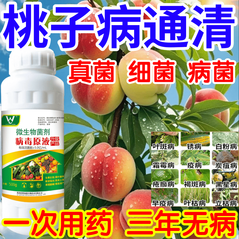 桃子病通清黑星病立枯病疫病锈病果树蔬菜花卉生根壮苗增产杀菌剂