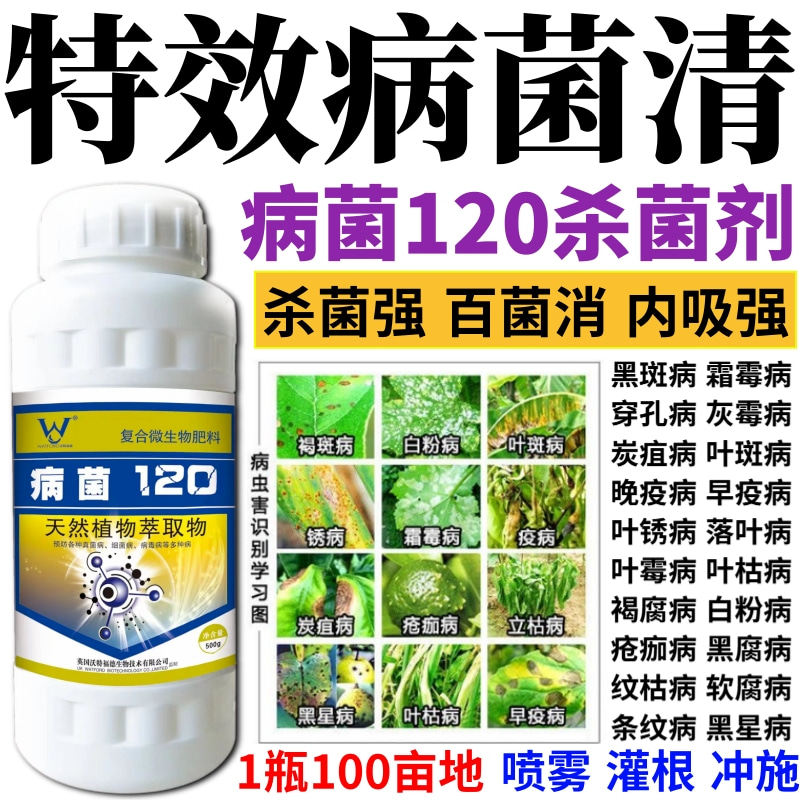 特效病菌清菌剂叶斑病炭疽病白粉病锈病黑痘病蔬菜果树花卉杀菌剂