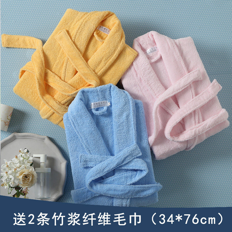 竹一百 纯棉加厚款浴袍睡袍全棉男女情侣通用浴衣洗澡游泳浴袍