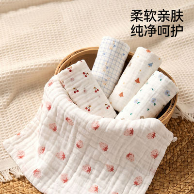 柔蕴婴儿口水巾纯棉纱布小方巾