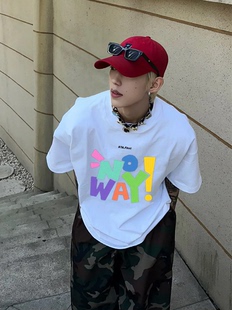 潮牌宽松重磅纯棉情侣上衣 T恤男女夏季 STA国潮美式 街头复古风短袖