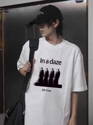 STA国潮幻影模糊人像短袖T恤男女