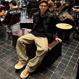 STA国潮美式休闲立领保暖棉服马甲男女秋冬潮牌情侣坎肩拉链外套