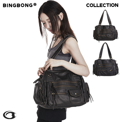 BINGBONG|黑棕本杰明机车托特包