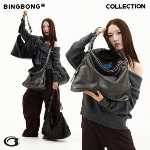 BINGBONG 大容量Hobo复古褶皱包通勤单肩斜挎大包 探索编辑部