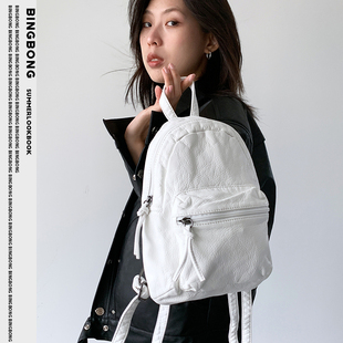 BINGBONG 甜酷mini背包小双肩包可爱白色小书包大容量 巴赫小背包