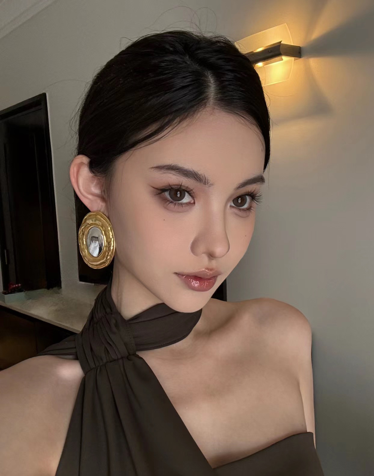 欧美复古中古vintage金色系列耳环镀金不易撞款耳钉高级感耳饰女