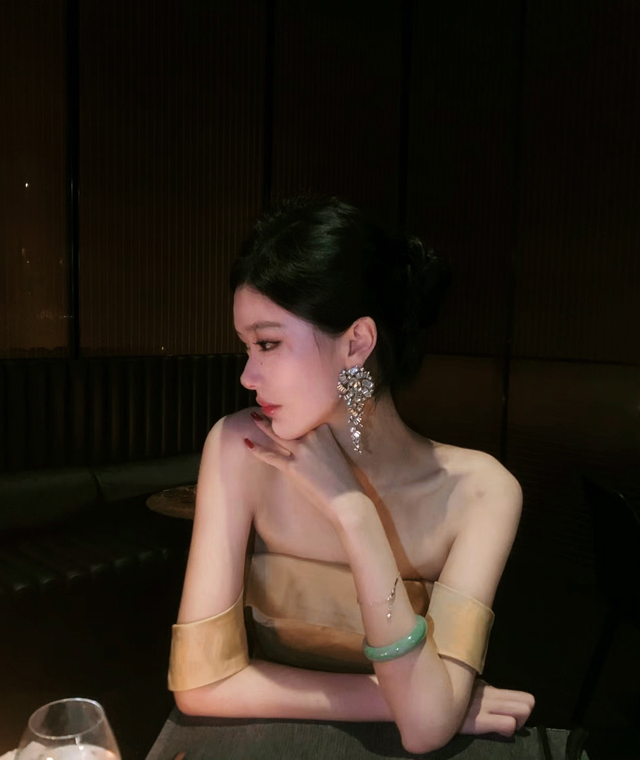 奢华重工锆石爆闪银色设计长款耳坠耳钉名媛气质花卉银针耳夹高级