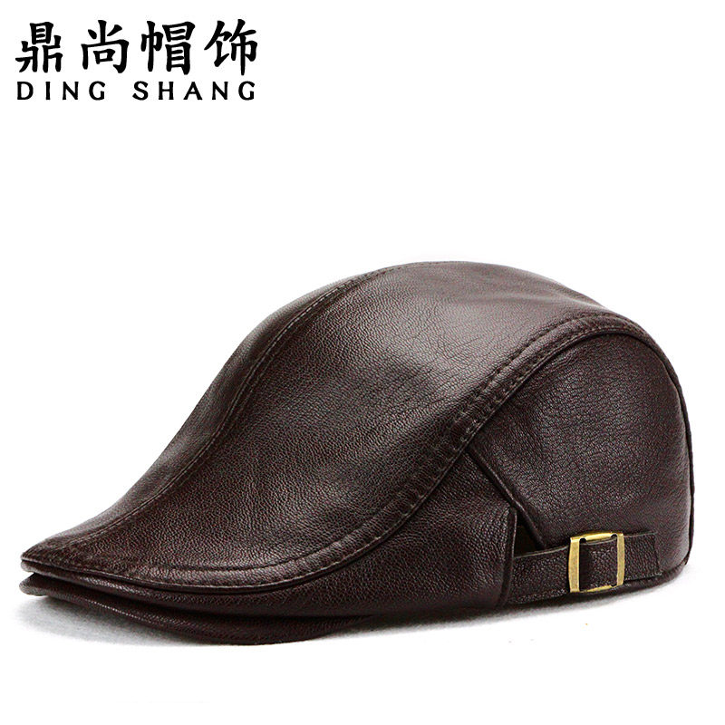 海宁真皮帽子男女时尚鸭舌帽可调帽子