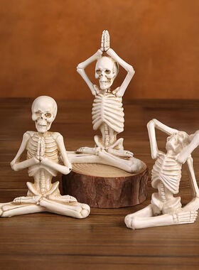 万圣节骷髅瑜伽动作树脂工艺品