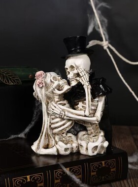 万圣节骷髅情侣人物摆件密室