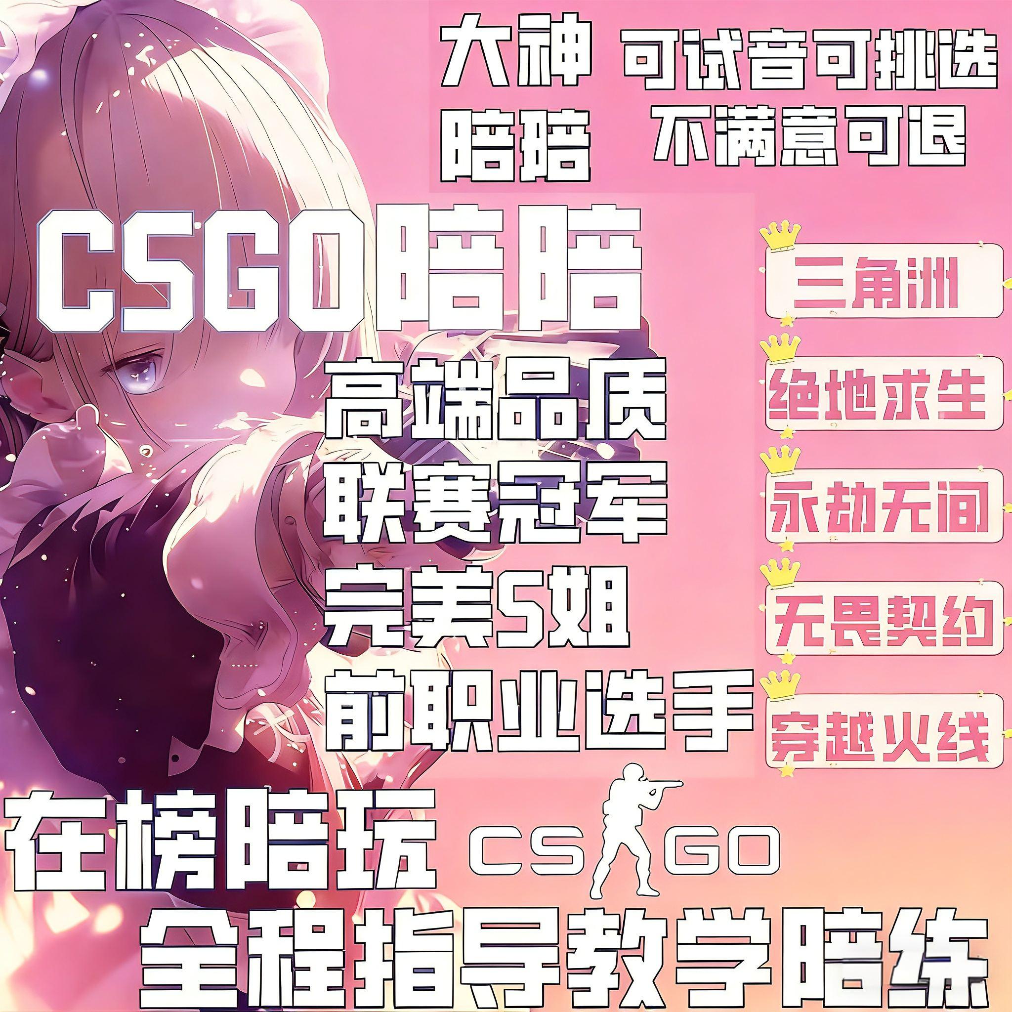CSGO陪玩陪练代练教学技术娱乐女陪职业哥5E完美B5官匹