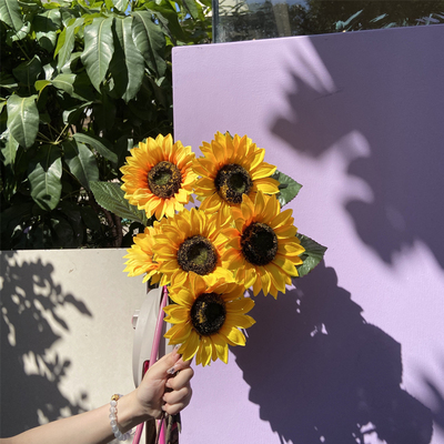 高档向日葵仿真花束ins摆设花客厅摆放假花插花艺术摆件拍照道具