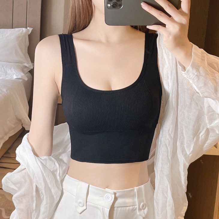 韩版夏季美背内衣防走光抹胸内搭带胸垫裹胸短款外穿运动吊带