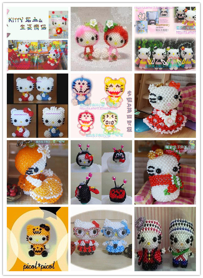 diy手工串珠进口toho米珠大头玩偶材料包瓢虫装kitty猫草莓和服熊