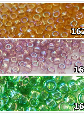 手工串珠材料TOHO东宝米珠 2mm透明幻彩香槟紫漾彩绿 162/166/167