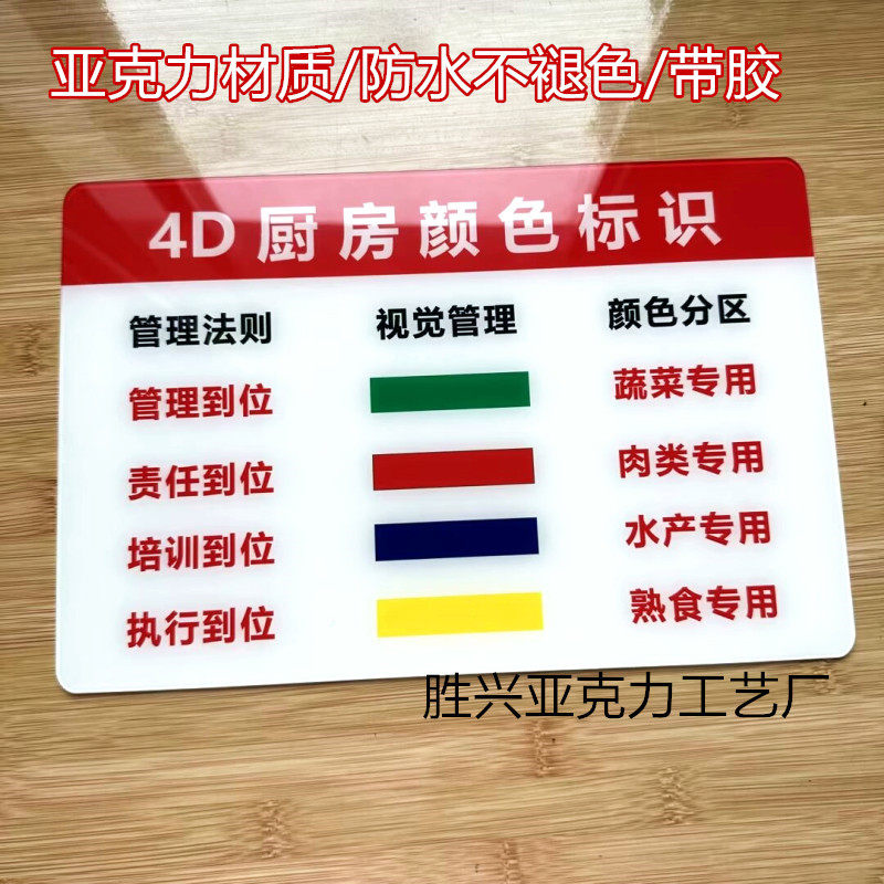 刀具砧板使用规则分类 摆放分类使用食品安全颜色分类亚克力标识