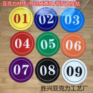 亚克力数字牌号码贴机台储蓄柜编号序列牌圆形更衣柜子门餐厅餐桌