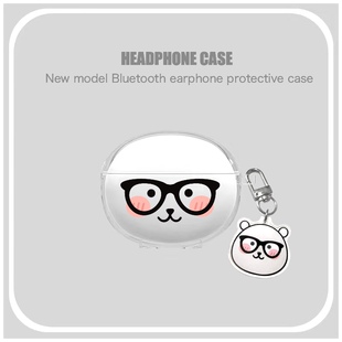 眼镜黑框熊适用OPPO Enco Free4丹拿版蓝牙耳机保护套encofree4软壳