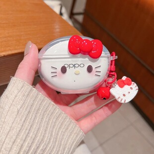 diy红凯蒂猫适用OPPO Enco Free4丹拿版蓝牙耳机保护套encofree4