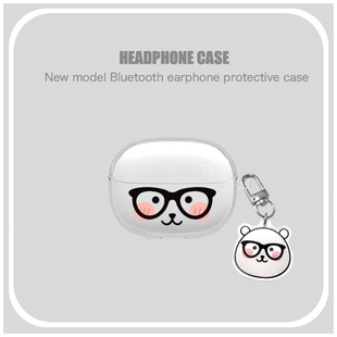 可爱眼镜黑框熊适用小米Redmi红米Buds8Pro蓝牙耳机保护套防摔软壳