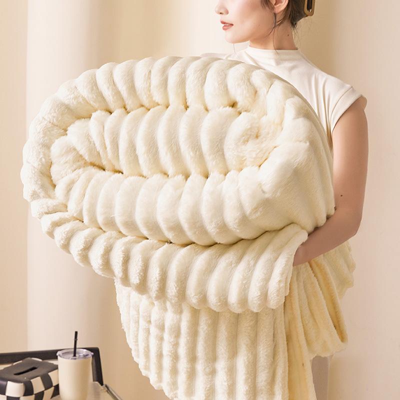 加绒加厚保暖毛毯铺床午睡盖被