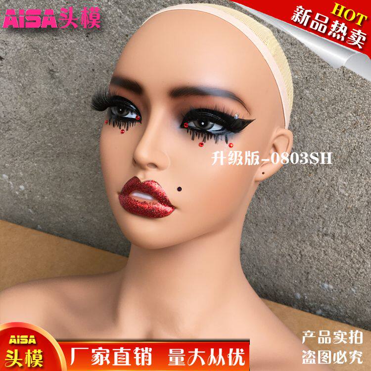 新款欧美模特头个性仿真人半身女款头模拍照展示用假发双肩模特头