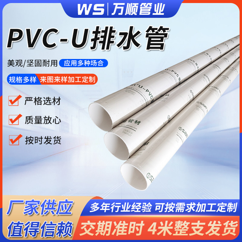 PVC-U4米PVC排水排污排风管UPVC图片
