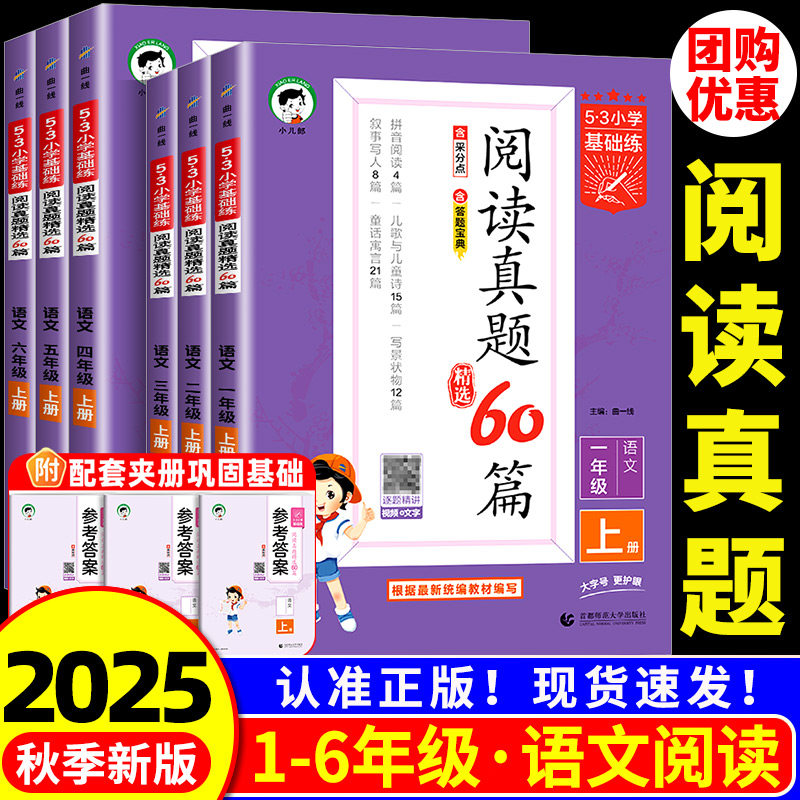 53阅读真题60篇阅读理解专项训练书三年级上册五四六二一年级下册人教版 小学生语文阅读理解强化训练五三阅读真题80篇天天练100篇