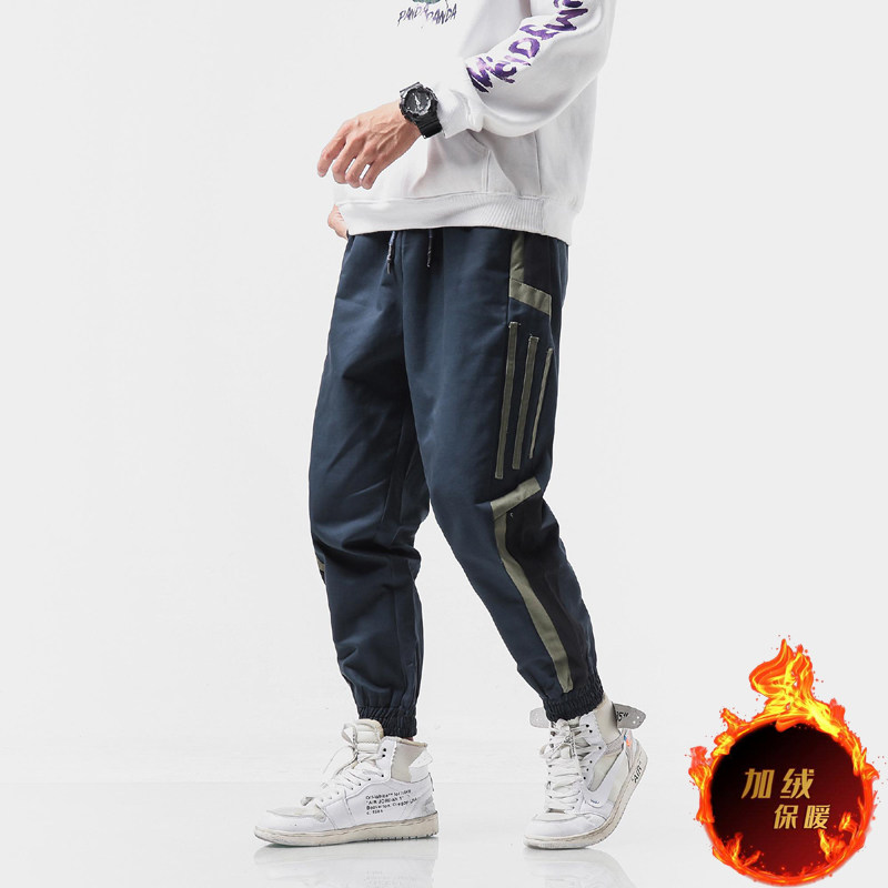 无影墙冬装加绒加厚保暖工装裤束脚休闲裤拼色工装裤HK1082A-P55图片