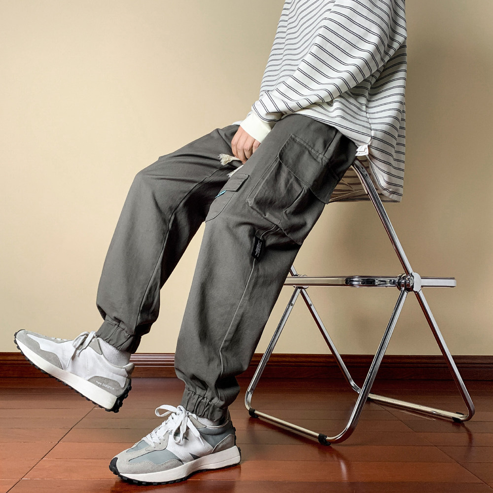 可供货抖音2023秋冬新款大口袋多口袋工装裤束脚休闲裤K10113-P50，男装休闲裤，星座204-1