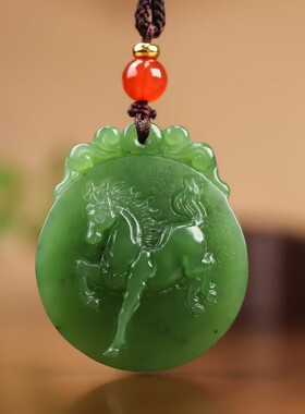 玉阅珠宝和田碧玉马吊坠男女款