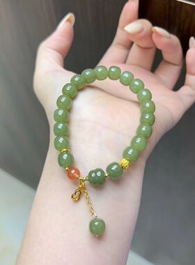 玉阅珠宝和田玉黄口手串女款